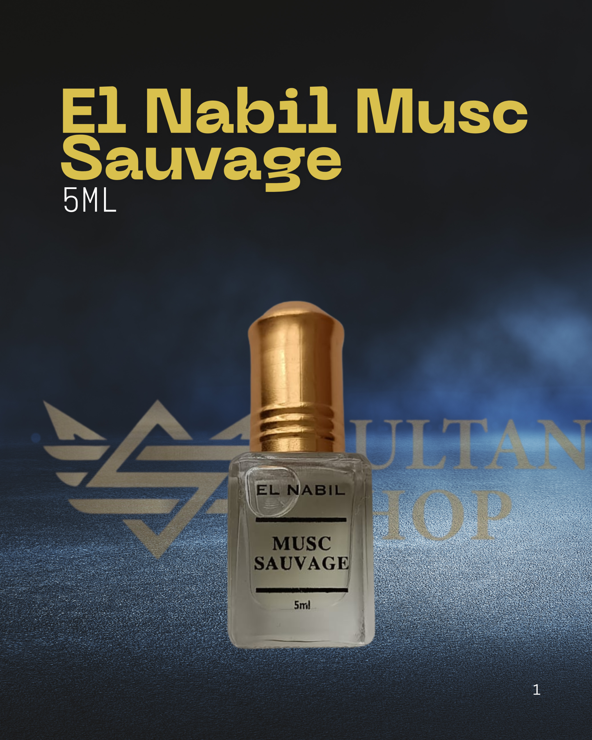 Bočica parfemskog ulja El Nabil Musc Sauvage 5ml sa zlatnim poklopcem